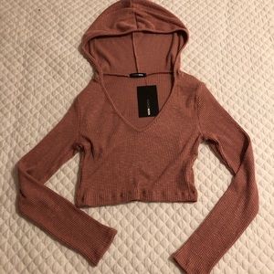 Fashion Nova Mauve crop Hoodie